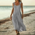 thumbnail image 2 of Horkkom Linen Dress Women Summer Sleeveless Flowy Maxi Dress Casual Loose Solid Color Long Dresses with Pockets XXL, 2 of 9