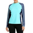 thumbnail image 3 of Women's Long Sleeve Rash Guard UPF 50+ Striped Swim Shirts, 3 of 7