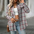 thumbnail image 2 of Shadoumai Women Plaid Shirt Jacket Seams Raw Edge Washed Oversized Shirt Jacket With Pockets Flannel Button Down Long Sleeve, 2 of 6