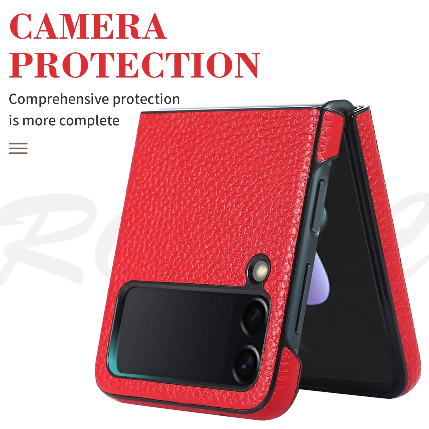 Rhomboid Leather Case For Samsung Galaxy Z Flip 3 With Ring, Electroplating  Frame Protective Cover