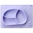 thumbnail image 1 of Platos de silicona para comida de bebé, plato de silicona con ventosa antideslizante para niños con mantel Individual apto para microondas, 1 of 4