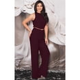 thumbnail image 2 of KOH KOH Long Pants Jumpsuit Formal One Piece Cocktail Evening Fall Dressy Pantsuit Romper Workwear Casual Outfit Tall Sleeveless Playsuit For Women Maroon Wine Red Large US 12-14 NT202, 2 of 6