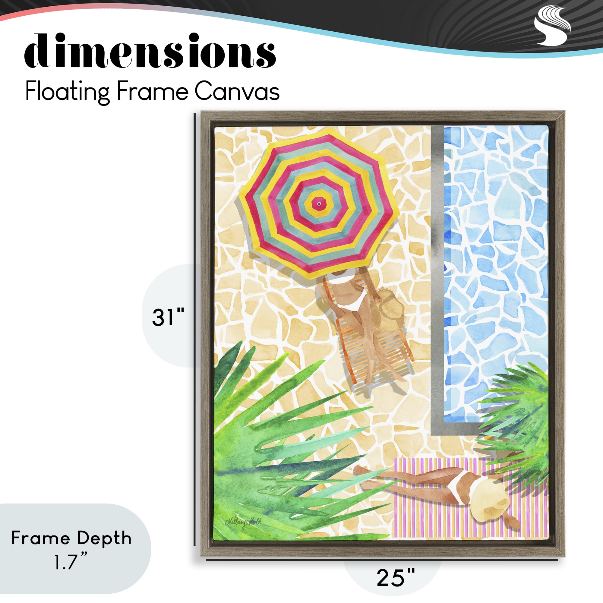 Stupell Industries Poolside Chill Duo Brown Framed Floater Canvas Wall Art, design by Hillary Holt