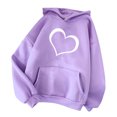 thumbnail image 2 of Njoeus Hoodies for Womens Cute Heart Print Sweatshirt Casual Fall Tops Long Sleeve Hooded Pullover with Pocket, 2 of 4