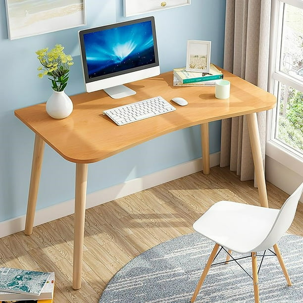 Modern Wooden Computer Desk For Small Spaces Simple Space Saving Home Office Solid Wood Table Laptop Writing Compact Study Reading 40x20x30inch Com Modern Wooden Computer Desk For Small, Small Desktop Computer Table