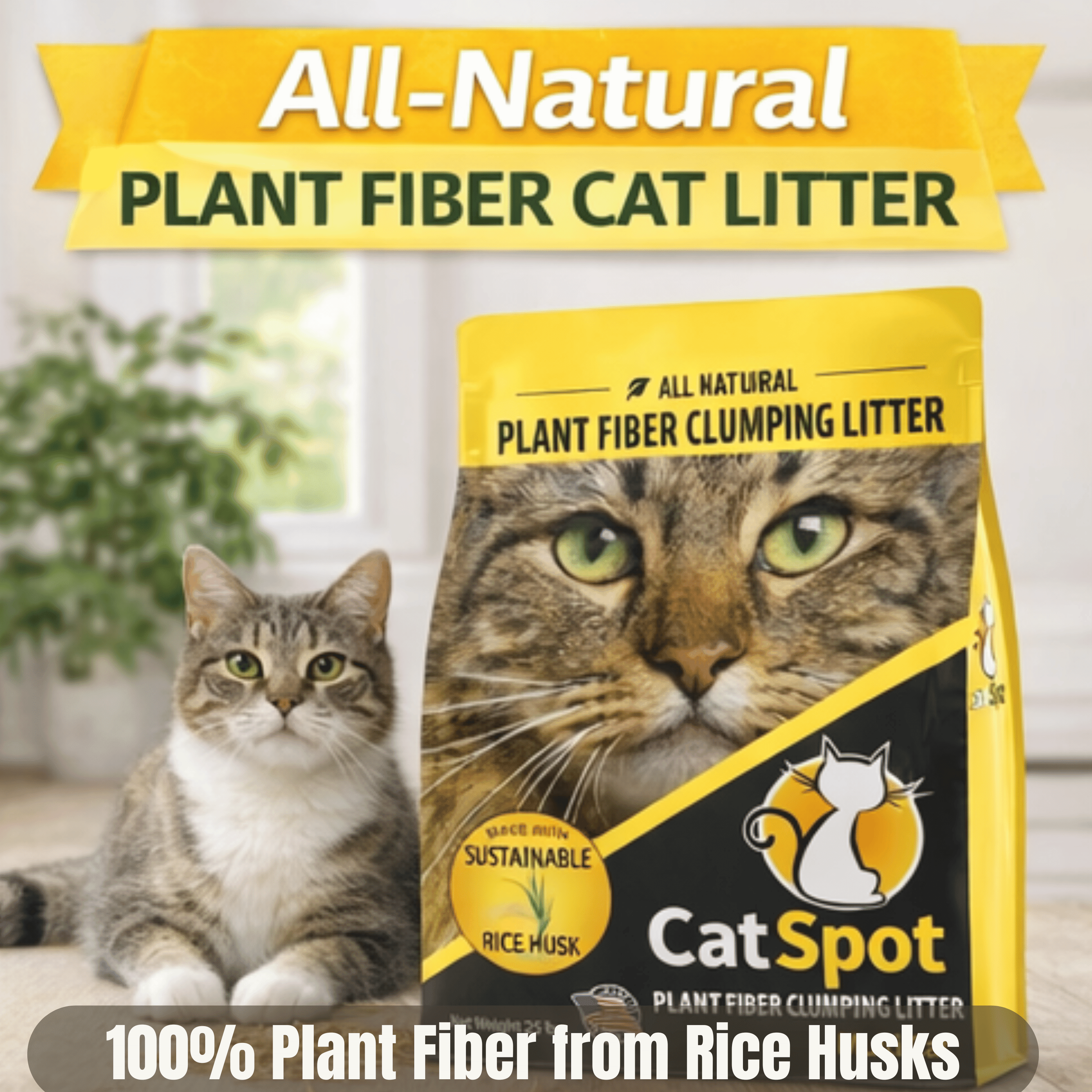 Catspot Lightweight All Natural Plant Fiber Clumping Cat Litter, Chemical Free