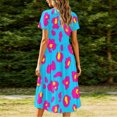 thumbnail image 7 of Lopecy-Sta Womens Dresses Short Sleeve Round Neck Leopard Print A Line Midi Dress Casual Summer Beach Vacation Party Dress, 7 of 7