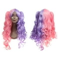thumbnail image 6 of Unique Bargains Wigs for Women 24" Ponytail Purple Pink Curly Wig with Wig Cap, 6 of 7