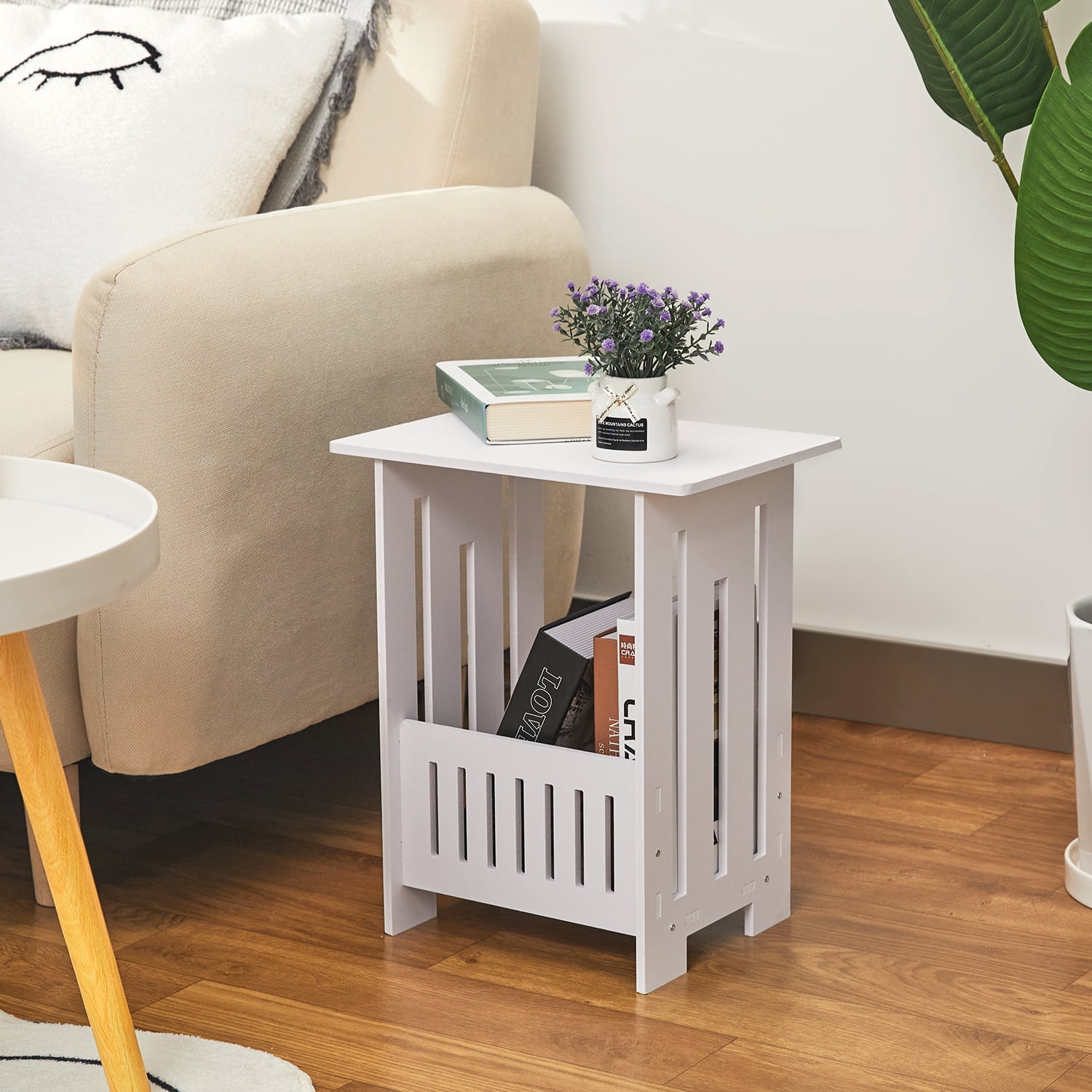 Modern Square Bedside Table Bedroom Nightstand End Table Plant Stand Holder Storage Rack
