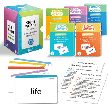 TAOZI&LIZHI 520 Sight Words Flash Cards Bundle Set for Preschool, Kindergarten, 1st, 2nd & 3rd Grade Homeschool