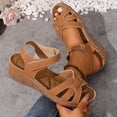 thumbnail image 4 of Walking Sandals for Women Trendy Crooss Strappy Open Toe Wedges Comfy Arch Support Orthopedic Shoes Ankle Strap Summer Heels Brown Size 7.5, 4 of 7