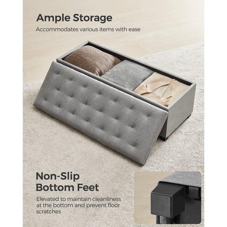 SONGMICS 43.3" Storage Ottoman Bench in Light Gray photo 4