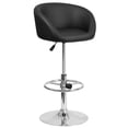 thumbnail image 1 of Contemporary Black Vinyl Adjustable Height Barstool with Barrel Back and Chrome Base, 1 of 9