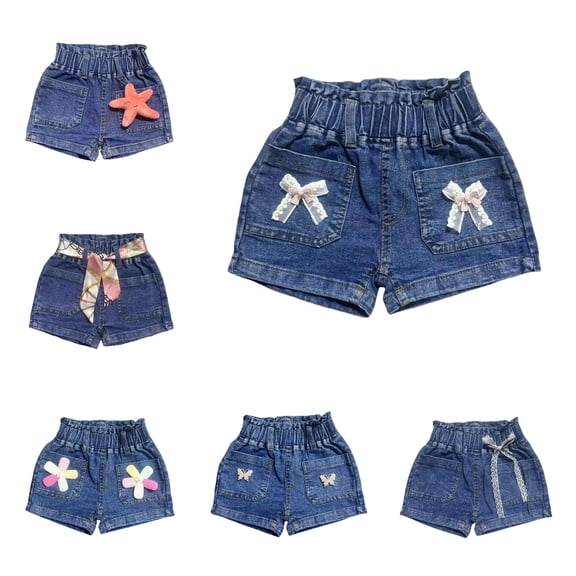 ITSAME Toddler Girls Denim Shorts(1-8T), Lightweight Elastic Waist with Pockets Summer Fashion Casual Jean Shorts Blue
