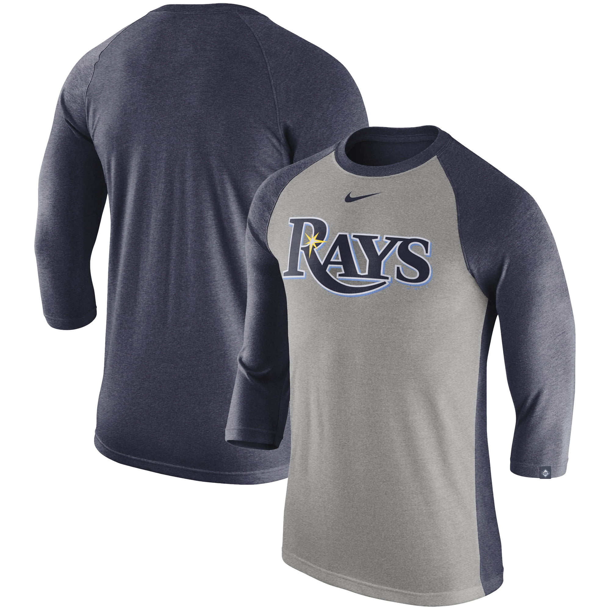Tampa Bay Rays Nike 3/4-Sleeve Tri-Blend Raglan T-Shirt - Heathered ...