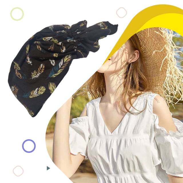 Bonnet de Chimiothérapie Imprimé Foulard Femme Coton Turban Musulman Extensible Foulard Musulman Extensible Perte de Cheveux Musulman Baotou Noué Couvre-Chef