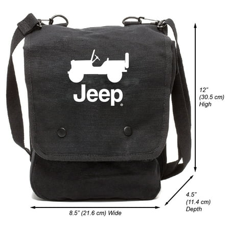 Grab A Smile JEEP CJ Canvas Crossbody Travel Map Bag Case, Black &