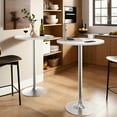 thumbnail image 5 of 39.5-Inch Pub Table, Round Bar Height Cocktail Table, Metal Base Top Obsidian Table with Silver Leg and 23.8-Inch Top for Restaurant, Kitchen, White, 5 of 5