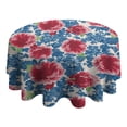 thumbnail image 4 of Round Waterproof Tablecloth Pioneer Pink Blue Rose Reusable Indoor/Outdoor Durable Table Cover for Kitchen and Dining Room 60 Inch X 60 Inch, 4 of 6
