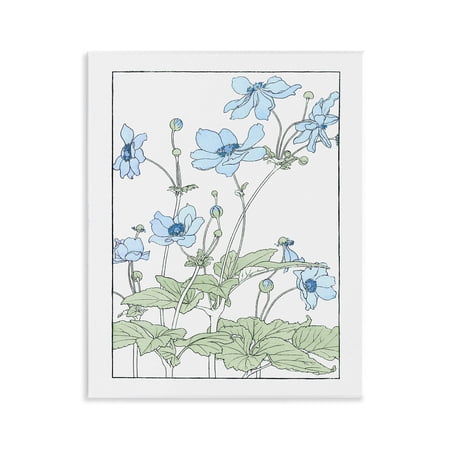 Stupell Industries Detailed Anemone Outline Floral Painting Unframed Art Print Wall Art 11 x 14