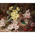 thumbnail image 2 of George Clare 17x15 Gold Ornate Wood Frame and Double Matted Museum Art Print Titled - Still Life with Apple Blossom, Primroses, and Bird's Nest, 2 of 4