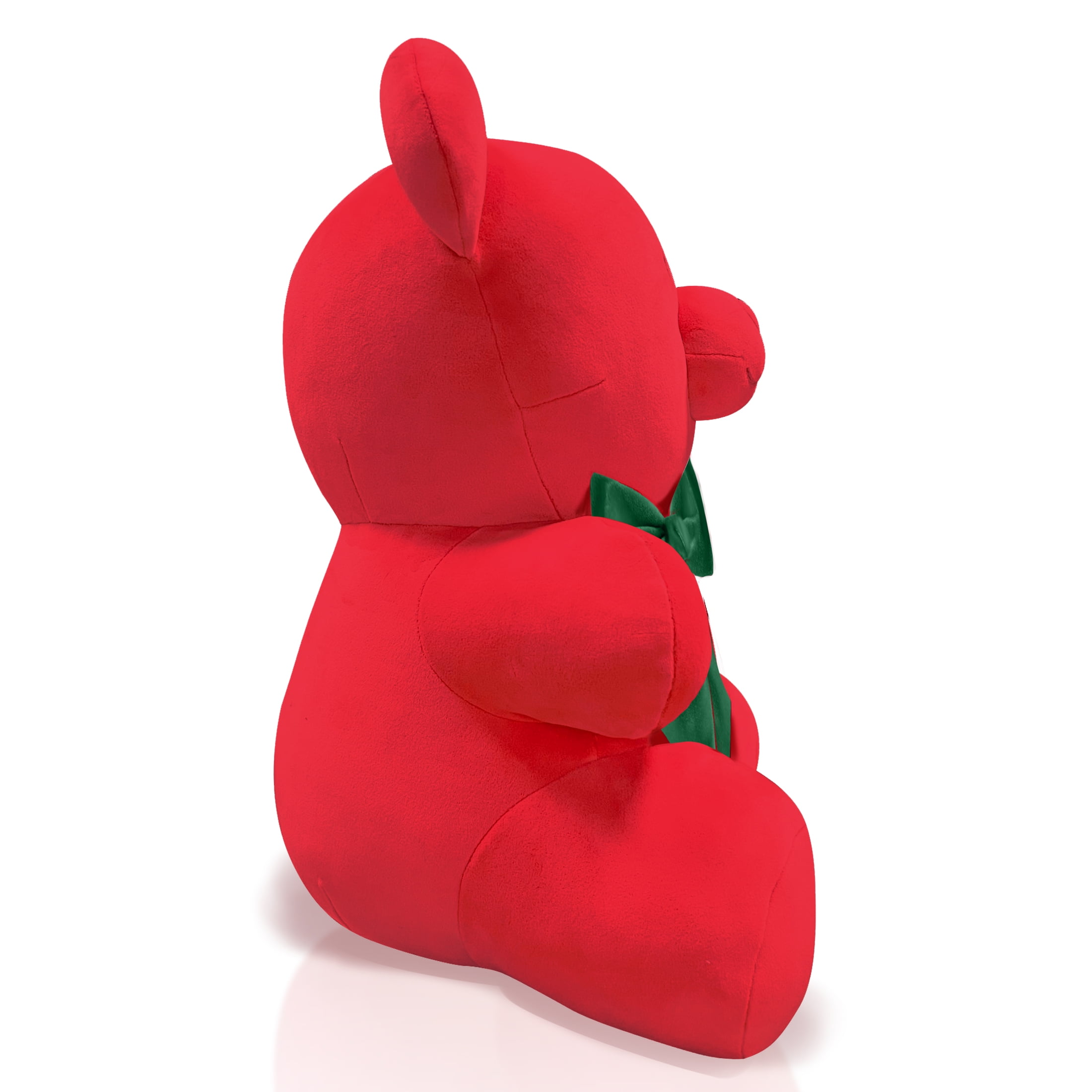 Plush Red 16 inch Gummy Bear with Green Bow, By Holiday Time