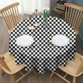 thumbnail image 3 of Black and White Small Checkered Pattern Round Tablecloth 60"x60",Wrinkle Wipeable Table Cloth for Kitchen Dining Room Picnic Patio Party, 3 of 6
