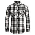 thumbnail image 2 of Wrtxtat Men's Plaid Shirts Lapel Button Down Long Sleeve Shirt with Flap Pockets Slimf It Midweight Soft Cotton Work Shirts Big and Tall Black#02 XXXXXL, 2 of 5