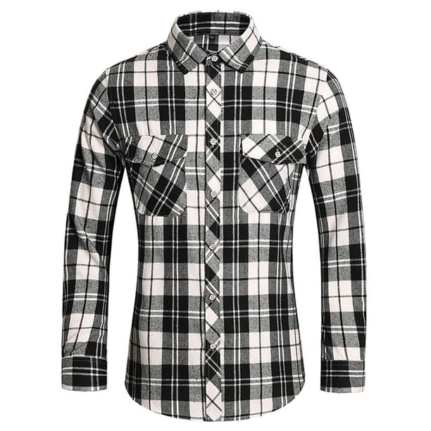 Ceisia Men's Regular-Fit Multi-Plaid Double-Pocket Long-Sleeve Shirt for All-Season Gift