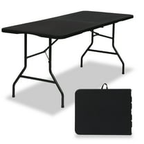 SUGIFT Folding Table 6ft Portable Heavy Duty Plastic Foldable Table for Indoor Outdoor Use (Black)
