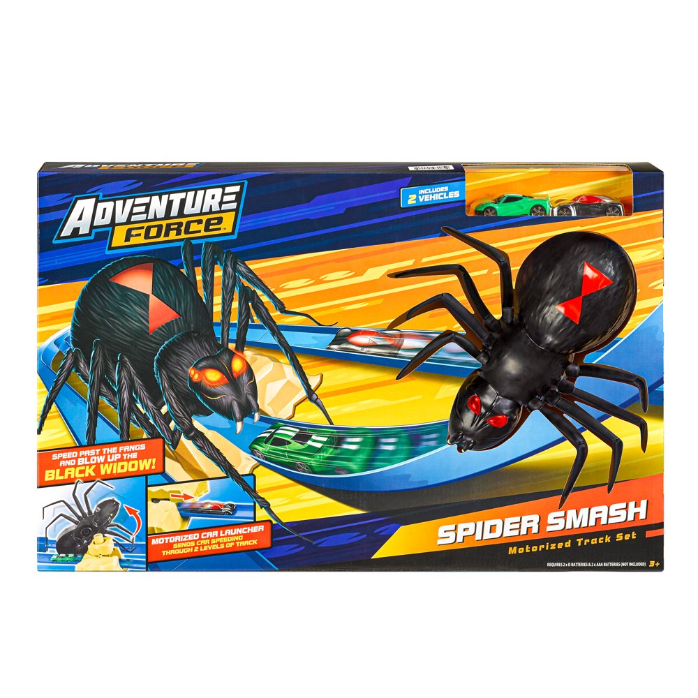 Adventure Force Spider Smash Motorized Race Track Set, Includes 2