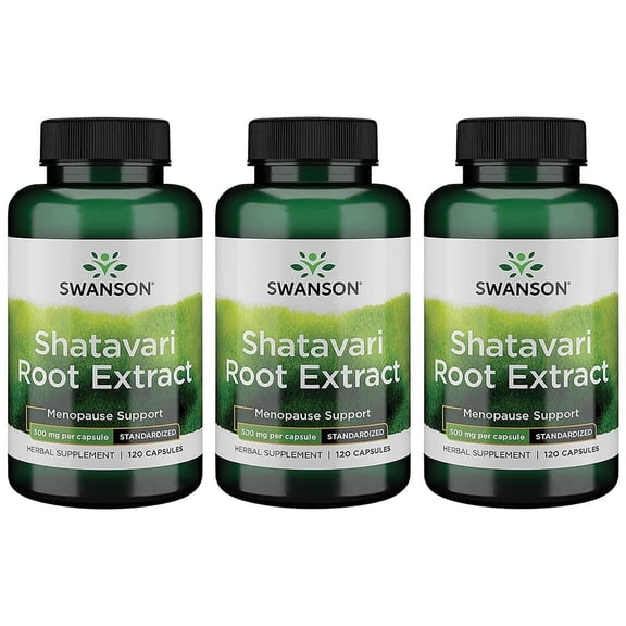Swanson Shatavari Ayurvedic Female Rejuvenator 500 Milligrams 120 Capsules (3 Pack)
