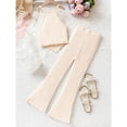 thumbnail image 4 of Girls Cute Summer Clothes Ribbed Sleeveless Halter Top + Bell Bottom Pants 2 Piece Outfits for 8-13 Years, 4 of 4