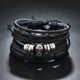 thumbnail image 2 of LETAPI-pulsera de cuero multicapa para hombre, pulsera de calavera negra, Punk, Vintage, boda, regalos de joyería masculina, moda, 2 of 5