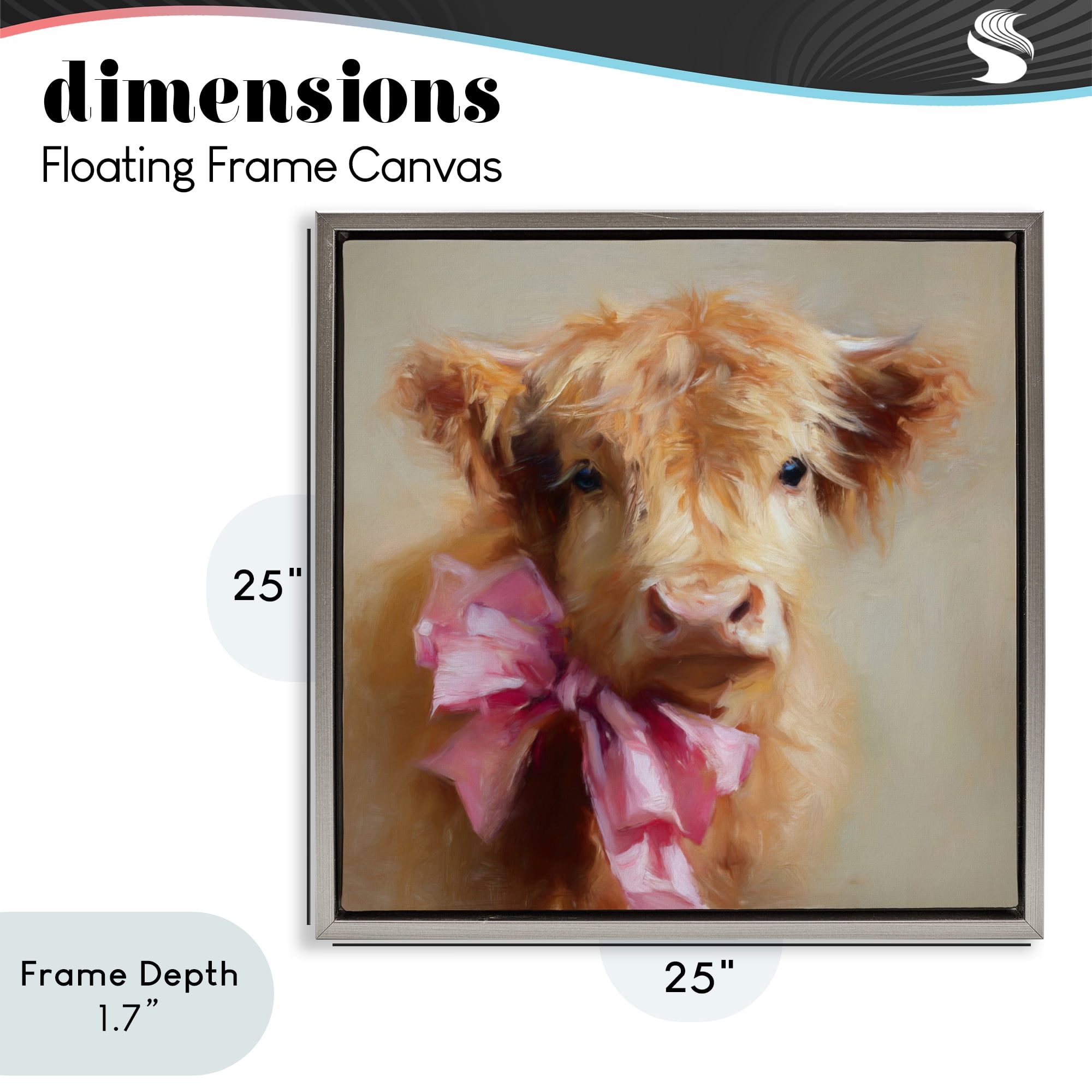 Stupell Industries Little Highland Sweetheart Gray Framed Floater Canvas Wall Art, design by Tina LeCour