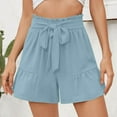 thumbnail image 2 of Patlollav High Waisted Linen Shorts for Women Lightweight Summer Beach Paper Bag Shorts with Pockets, 2 of 6