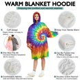 thumbnail image 5 of Colorful Tie Dye Pattern Wearable Oversized Blanket,Wearable Blanket Hoodie for Adults,Cozy Hooded Blankets with Super Pockets,Super Warm Fuzzy Pullover for Women & Men, 5 of 6
