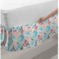 thumbnail image 2 of Aqua and Coral Bed Skirt, Vintage Blue Shaded Teapots with Dots and Thriving Romantic English Roses, Elastic Bedskirt Dust Ruffle Wrap Around for Bedding Decor, 4 Sizes, Multicolor, by Ambesonne, 2 of 2