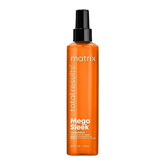 MATRIX  Mega Sleek Iron Smoother Defrizzing Leave-In Spray, Protects Against Heat Damage Leaving Hair Smooth & Frizz-Free, for All Hair Types, 8.5 Fl Oz