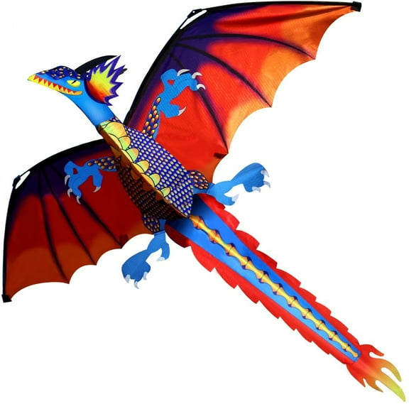 Large Single Line 3D Dragon Kite Long Tail Spring Outdoor Family Activity Toy US