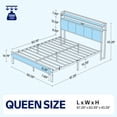 thumbnail image 2 of Greenstell Queen Size Bed Frame with Charging Station, LED Lights, Upholstered Headboard & Storage Shelves, No Box Spring Needed, Noise-Free, Black, 2 of 7