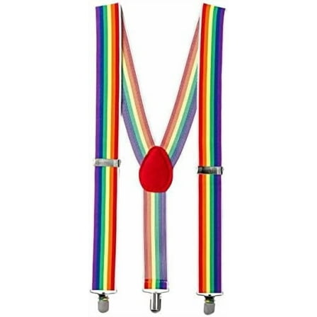 Rainbow Striped Y-Suspenders