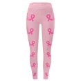 thumbnail image 3 of Breast Cancer Awareness Leggings For Women Pink Ribbon Print High Waist 4-Way Stretch Workout Pants for Running Casual, 3 of 5