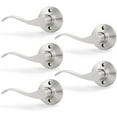 thumbnail image 1 of Satin Nickel Door Handle Interior Brushed Nickel Passage Door Lever for Hall and Closet Keyless Door Lock Set Reversible for Left Right Sided Doors Leverset Handleset, 1 of 6