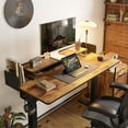 thumbnail image 2 of FEZIBO 48x24 Inches Standing Desk Adjustable Electric Height with Drawers, Double Storage Shelves Stand Up Desk, Home Office Workstation Sit Stand up Desk (Rustic Brown), 2 of 9