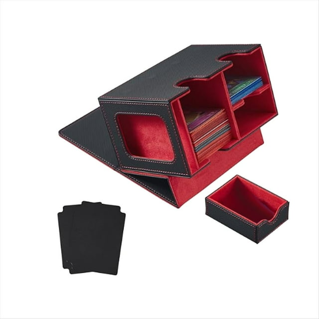 Caja Baraja Cartas Expositor Cartas con Bandeja para Dados Caja Baraja Caja Baraja con Capacidad para Más 160 Cartas Coleccionables Caja Almacenamiento Caja Baraja Roja