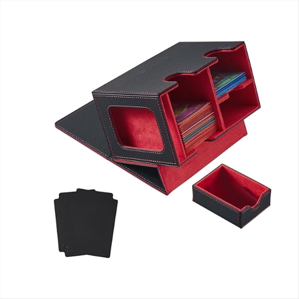 Caja Baraja Cartas Expositor Cartas con Bandeja para Dados Caja Baraja Caja Baraja con Capacidad para Más 160 Cartas Coleccionables Caja Almacenamiento Caja Baraja Roja