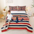 thumbnail image 2 of spefrowx Striped Vintage Anchor Queen Comforter Set for Kids, Retro Red Blue Abstract Comforter Sets Queen, Navy Reversible, 3-Piece, 1 Comforter and 2 Pillowcases, 2 of 6