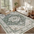 thumbnail image 2 of Area Rugs 10x14 Living Room Rug: Washable Rug Soft Vintage Boho Medallion Carpet Indoor Non-Slip Stain Resistant Large Carpets for Bedroom Dining Room Farmhouse Nursery Home Office Green Ivory, 2 of 18