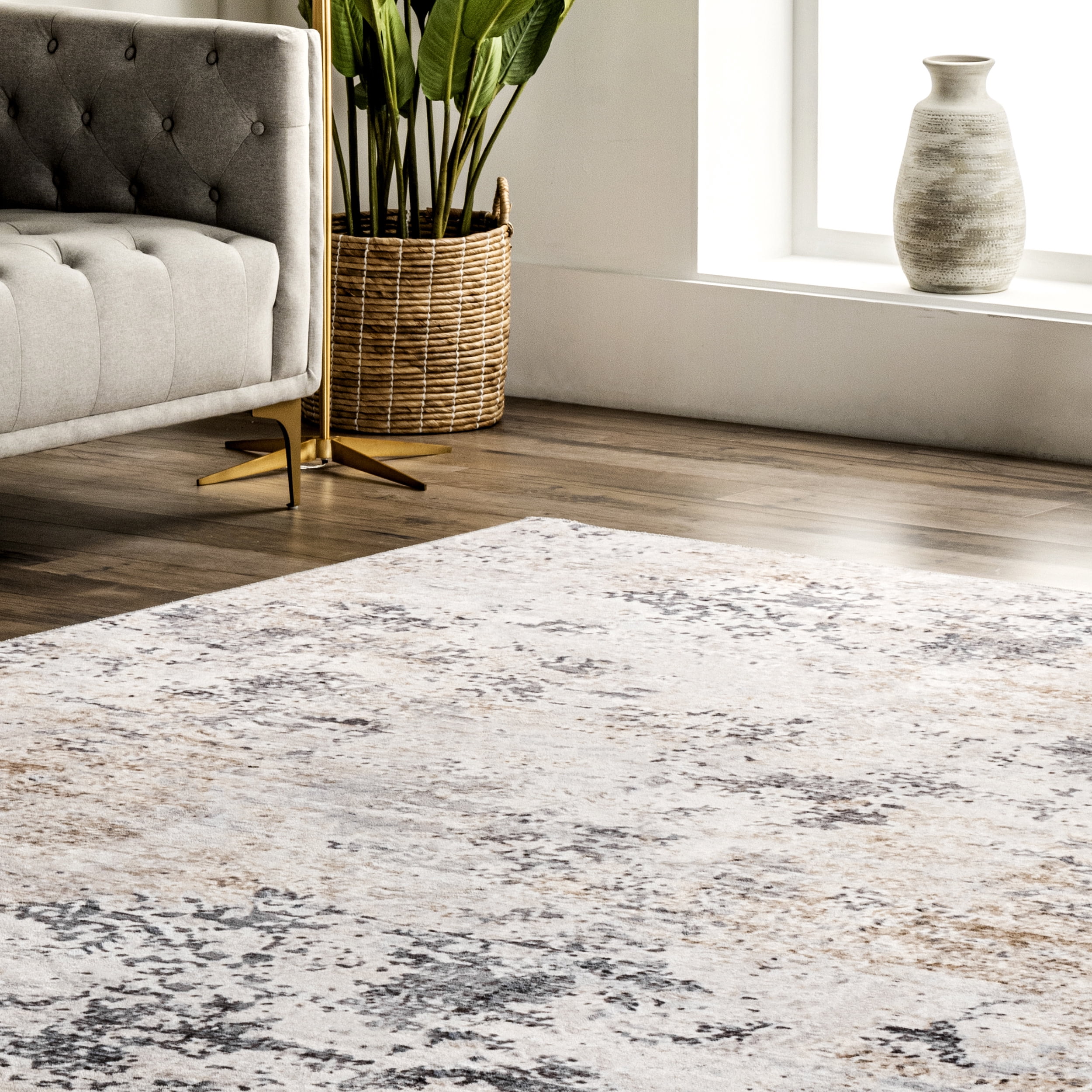 nuLOOM Danae Abstract Machine Washable Area Rug, 4' x 6', Ivory